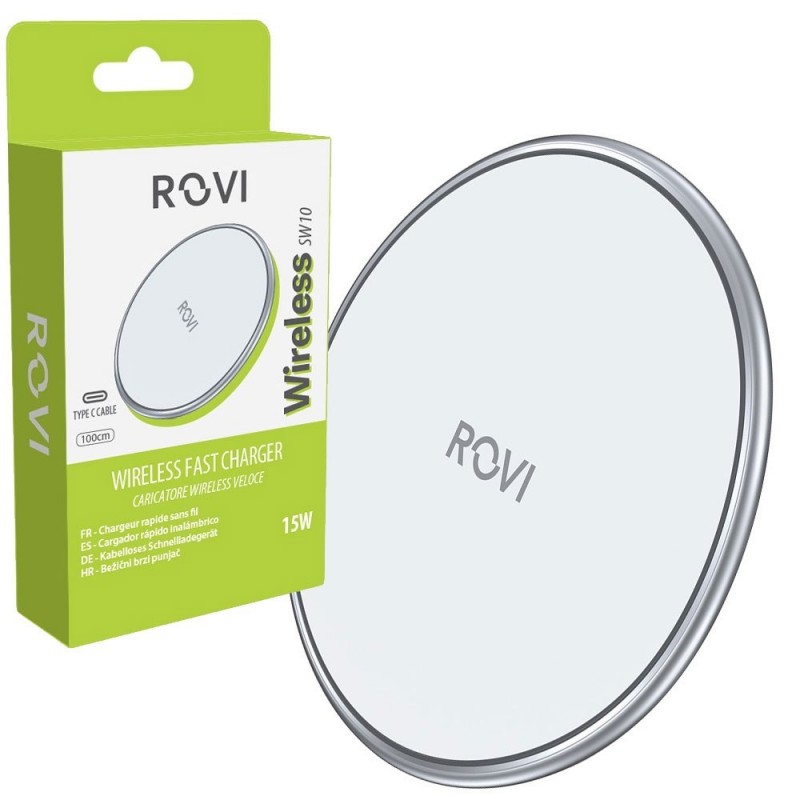 Rovi SW10 Fast Wireless Charger 15W USB-C with Cable | White