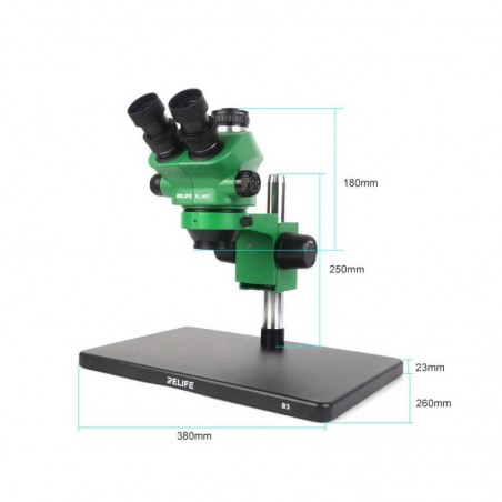 RELIFE RL-M5T-B3 Trinocular Microscope with Interface 0.5 CTV 0.7XA 5X | Green