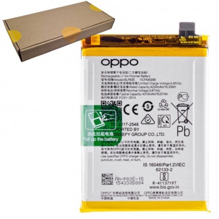 Immagine prodotto Oppo Service Pack Batteria BLP835 Originale per Reno5 F / A94 / F19 Pro / Reno 6 Z / Reno 5 Lite | CPH2217 CPH