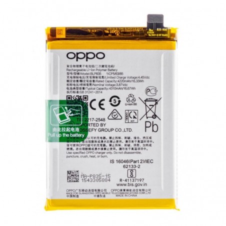 Oppo Service Pack Batteria BLP835 Originale per Reno5 F / A94 / F19 Pro / Reno 6 Z / Reno 5 Lite | CPH2217 CPH2203