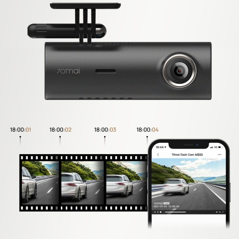 70Mai Dash Cam 1296p Per Auto Hd Wifi Auto WDR Visione Nottura | M300