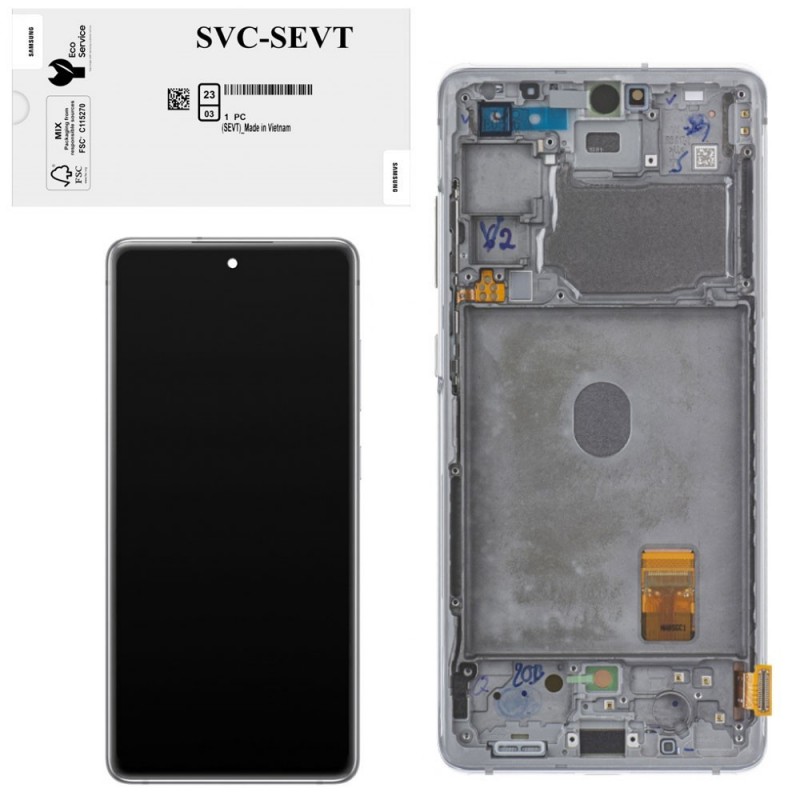 Samsung Service Pack Original LCD Display + Frame For Galaxy S20 FE G780F G781 | Cloud White | NO 5G ANTENNA