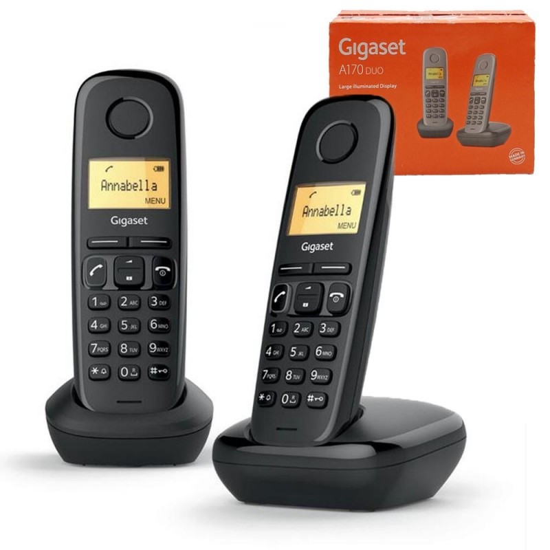 Gigaset A170 DUO ECO Mode Plus Zero Radiation Dual Cordless Phone | Black