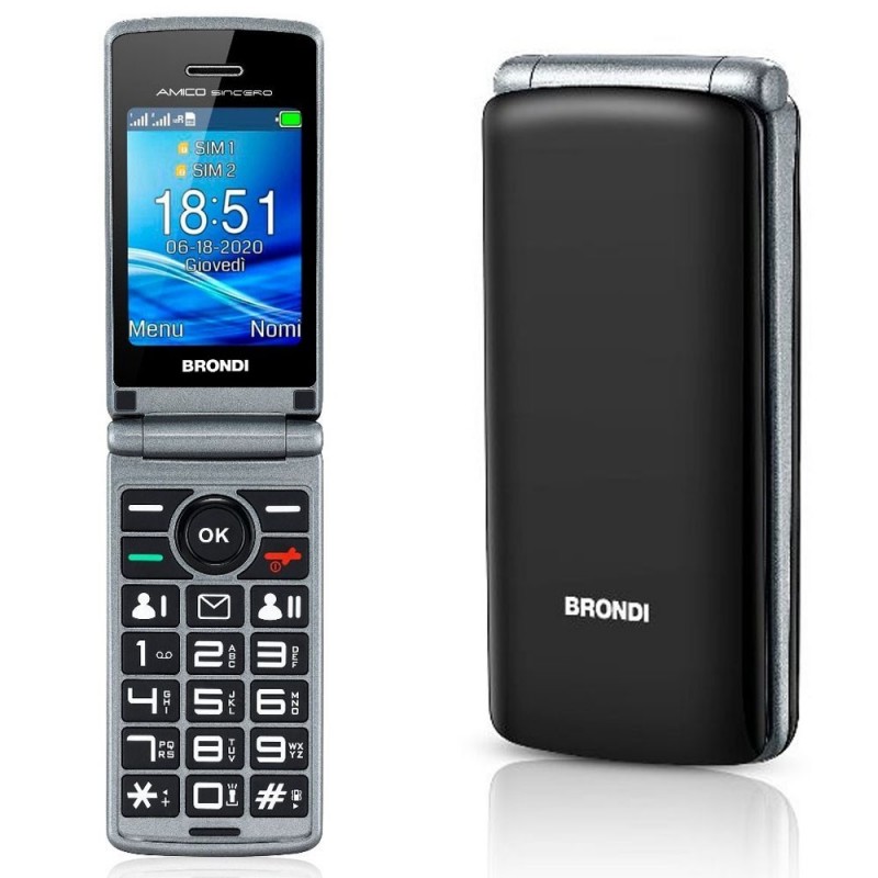 BRONDI AMICO SINCERO Senior Cell Phone Dual SIM Bluetooth 2.1 | Black