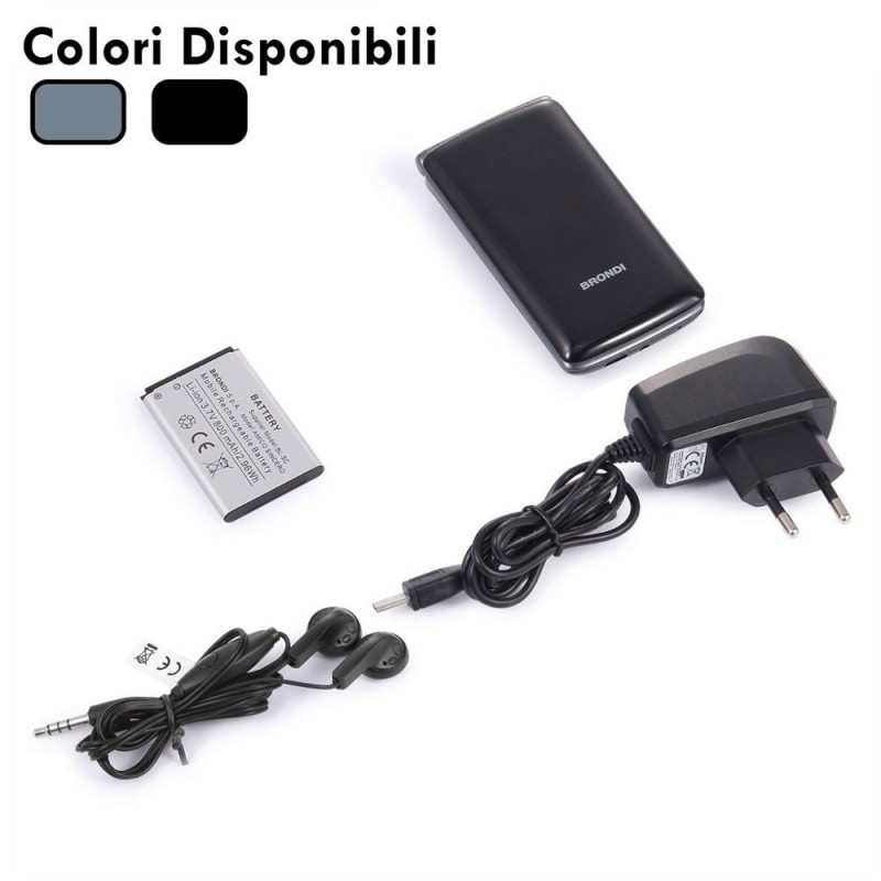 BRONDI AMICO SINCERO Cellulare Senior DualSim Bluetooth 2.1 | Nero