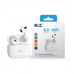 Immagine prodotto NCC Auricolare Bluetooth T11 Cuffie TWS Audio HIFI BT 5.3 Porta USB-C | Bianco