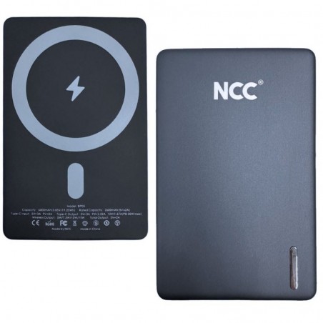 NCC Power Bank 5000mAh Caricabatterie Ultra Slim Magnetico MAGSAFE Fast Charging | Nero BP05