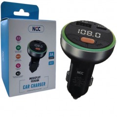 Immagine prodotto NCC CaricaBatterie Da Auto 3A Doppia Porta USB-A + USB-C Bluetooth 5.3 | Nero R21