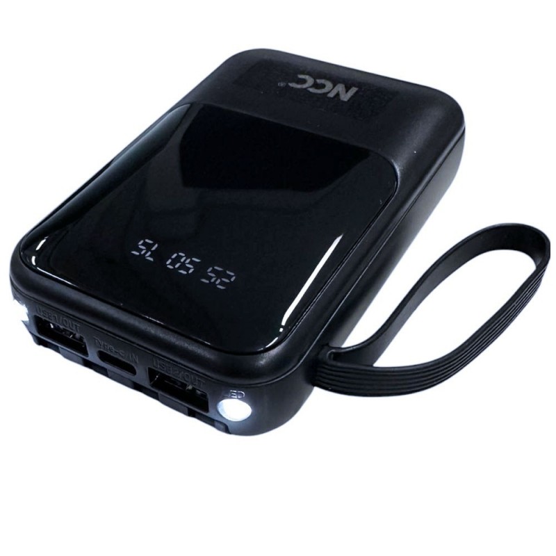 NCC Power Bank 10000mAh Caricabatterie Multifunzionale 4 in 1 + Cavo USB-C - LIGHTNING - MICRO USB | Nero BP13