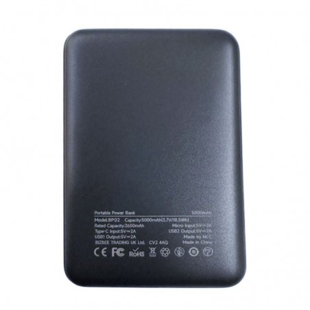 NCC Power Bank 5000mAh Mini Caricabatterie Portatile Compatto | Nero BP02