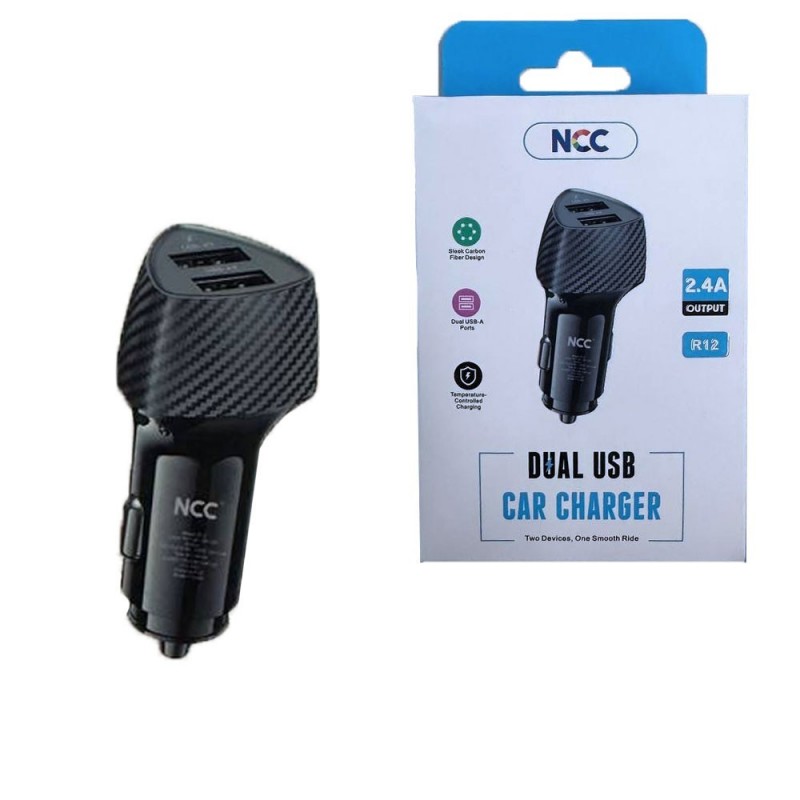 NCC Car Charger 2.4A Dual USB-A Ports | Black R12