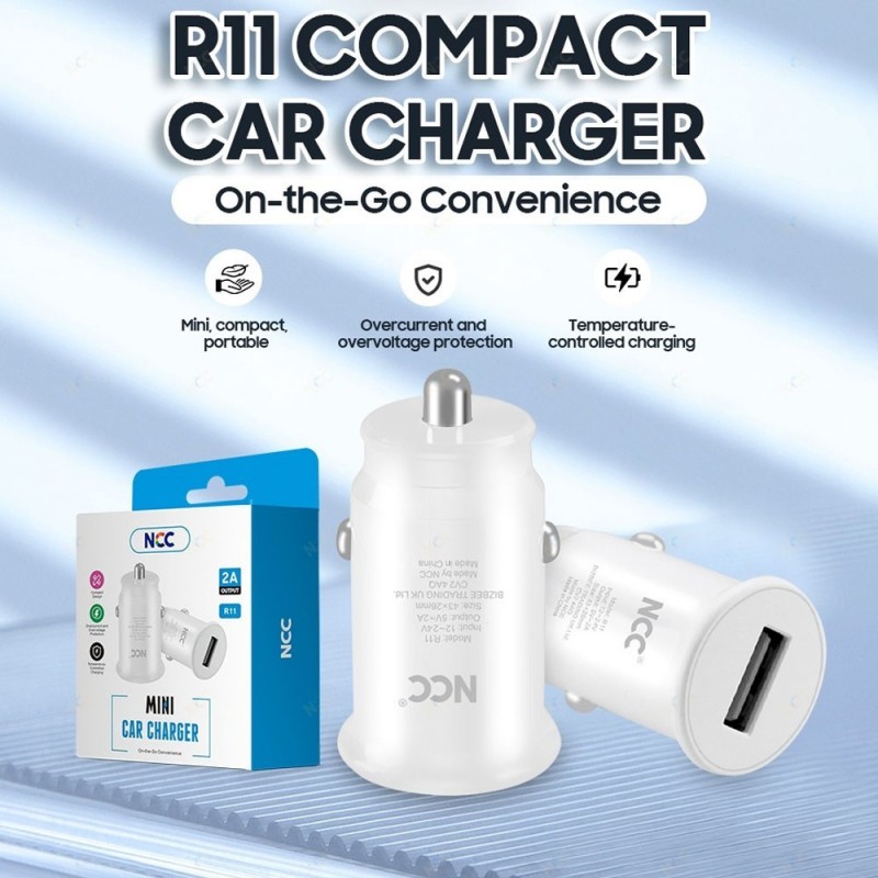 NCC Car Charger 2A USB-A Mini Car Charger 10W | White R11