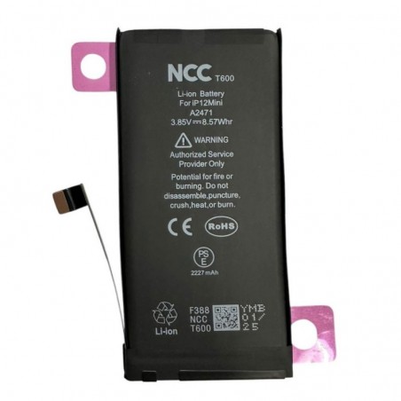 NCC T600 Batteria Compatibile per Apple iPhone 12 Mini A2176 A2398 A2400 A2399 | TI Chip - 2227mAh