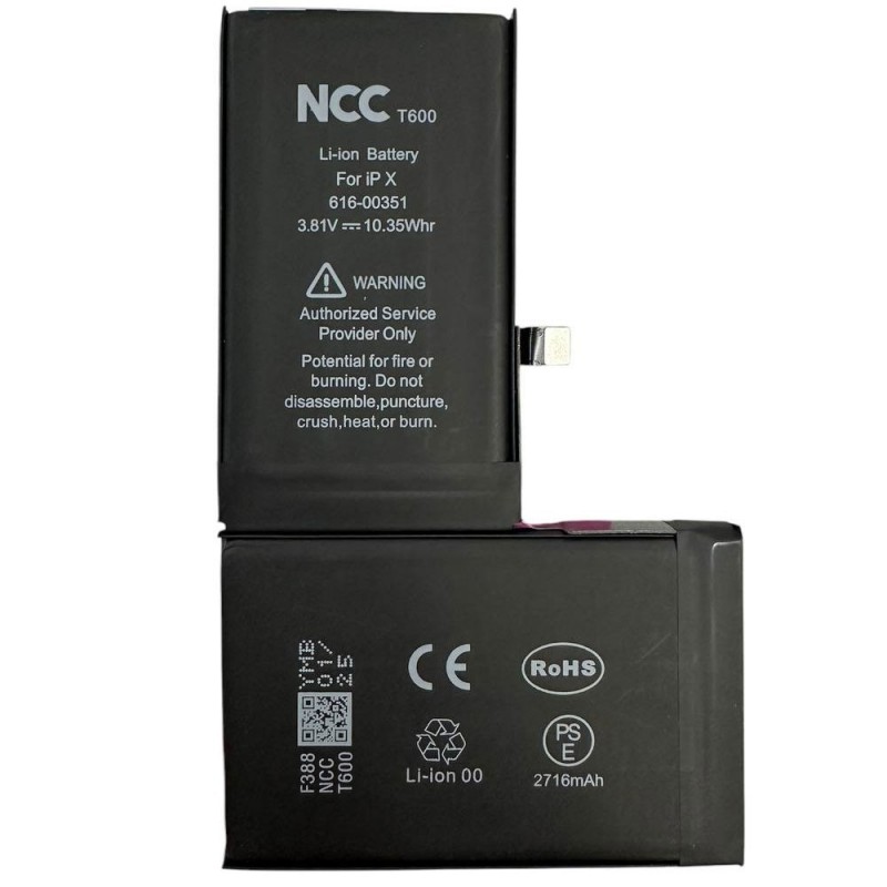 NCC T600 Compatible Battery for Apple iPhone X | TI Chip - 2716mAh NCC T600 Compatible Battery for Apple iPhone X | TI Chip - 2716mAh