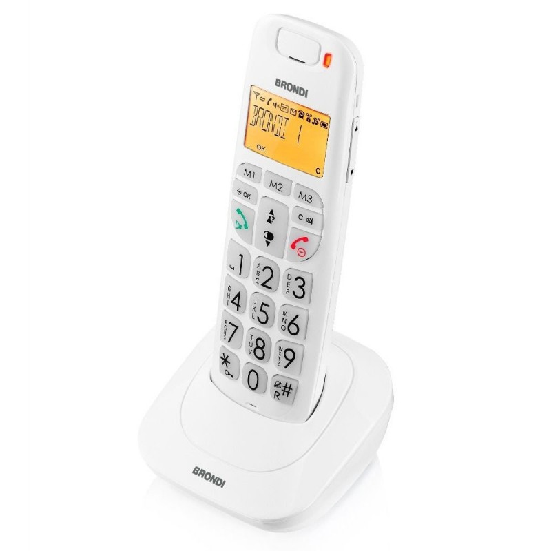 Brondi Bravo Bright ECO DECT Cordless Phone with Large Buttons, White
