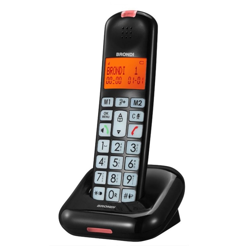 Brondi Bravo MOON Single Cordless Phone ECO DECT Large Buttons Black