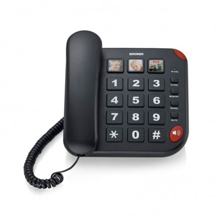 Brondi Brondi Bravo 15 Telefono Corded Fisso Con Tasti Grandi Vivavoce | Nero for sale