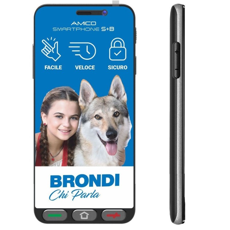 BRONDI Amico Smartphone S+B Display 5.7" Dual SIM Tasto SOS | Nero