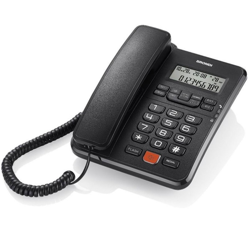 Brondi Office Desk Landline Telephone with RJ11 Cable and Speakerphone | Black