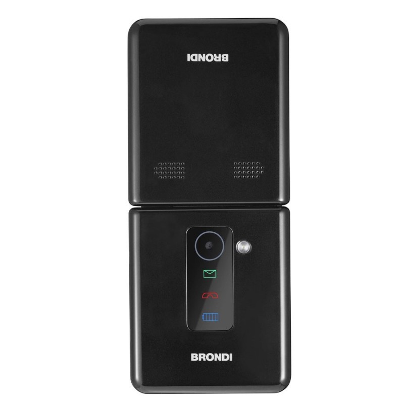 Brondi Flipper Telefono Cellulare a Conchiglia Dual Sim + Fotocamera | Nero