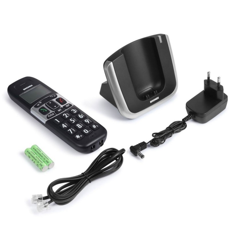 Brondi Bravo Platinum Telefono Cordless ECO DECT Tasti Grandi Nero