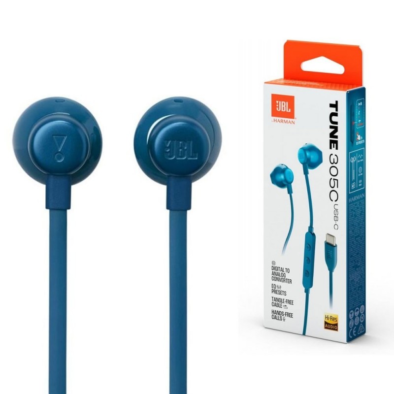 JBL Tune 305C Auricolari USB-C con Comando e Microfono | Blu JBL Tune 305C Auricolari USB-C con Comando e Microfono | Blu