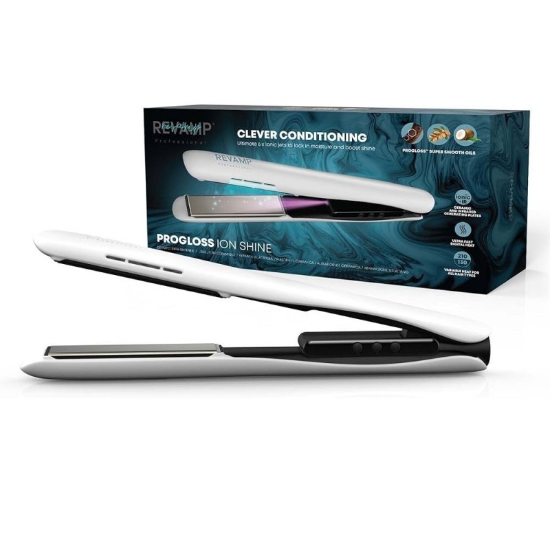 REVAMP ST-1850 Ceramic Hair Straightener with Ionic Technology | White