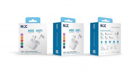 NCC Auricolare Bluetooth S66 Cuffie True Wireless USB-C Audio HIFI | White