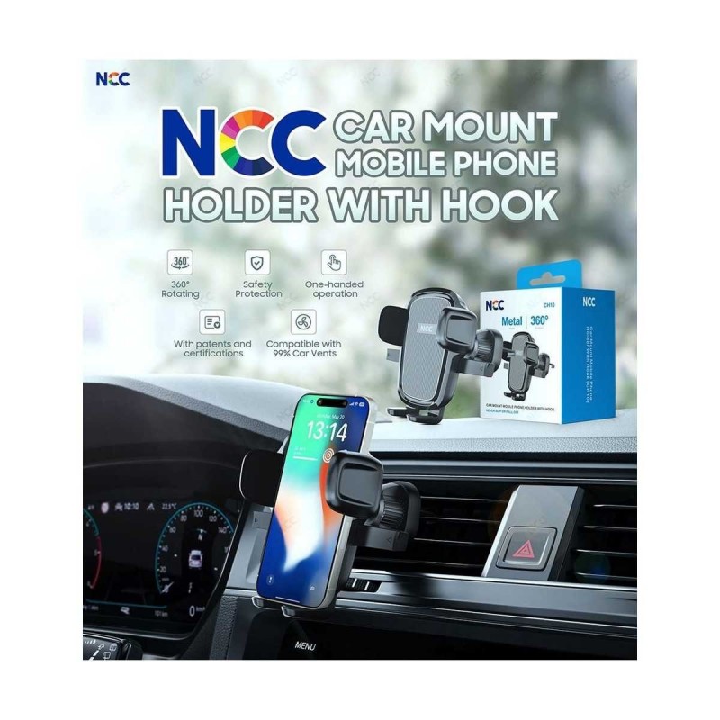 NCC CH10 Universal Car Mount with 360° Air Vent Clip | Black