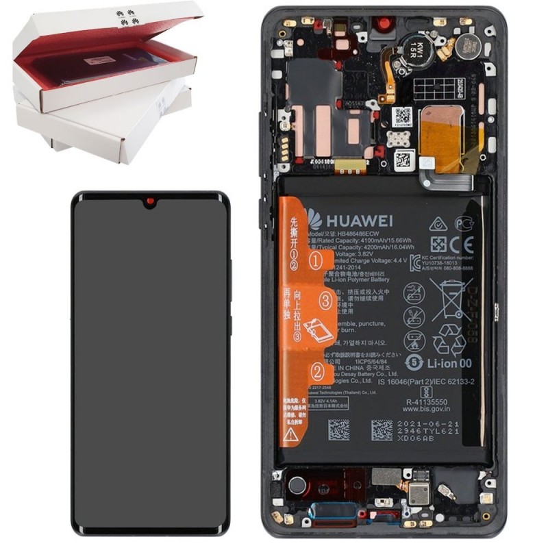 Huawei Service Pack Original LCD Display + Frame and Battery P30 Pro 2020 New Edition VOG-L29D | Black