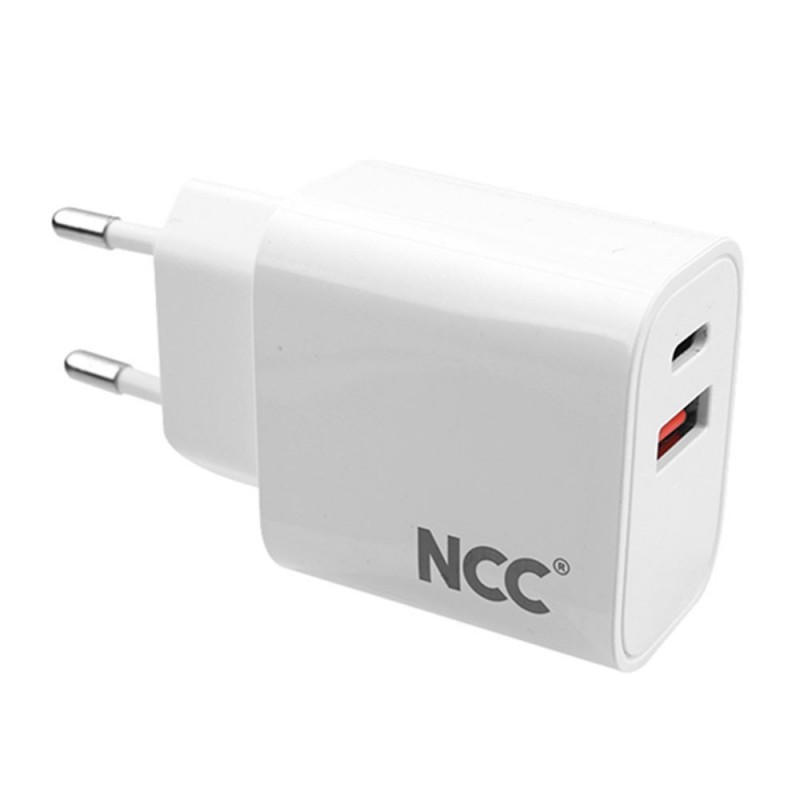 NCC 45W Dual USB-C + 1 USB-A Fast Charge GaN Wall Charger | White