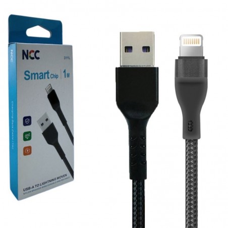 Scopri NCC Cavo di Ricarica da USB-A a Lightning 20W Woven in Tessuto D111L | 1 Metro Nero in dettaglio