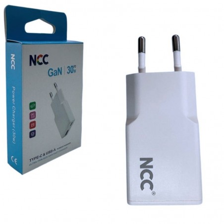 Photo of NCC CaricaBatterie da Rete 30W Ultra Sottile Doppia Porta USB-A + USB-C Fast Charge | Bianco C214 - NCC