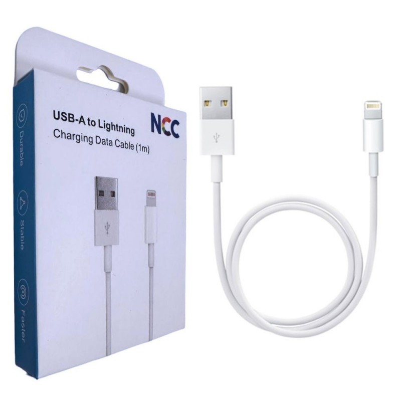 NCC 20W USB-A to Lightning Charging Cable in Ultra-Resistant PVC D117AL | 1 Meter White