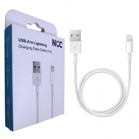 Immagine prodotto NCC Cavo di Ricarica da USB-A a Lightning 20W in PVC Ultra Resistente D117AL | 1 Metro Bianco
