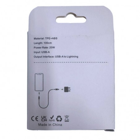 NCC Cavo di Ricarica da USB-A a Lightning 20W in PVC Ultra Resistente D117AL | 1 Metro Bianco