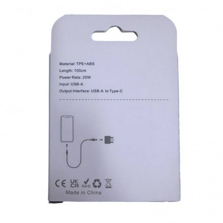 NCC D117AC 20W USB-A to USB-C Ultra-Sturdy PVC Charging Cable | 1 Meter, White