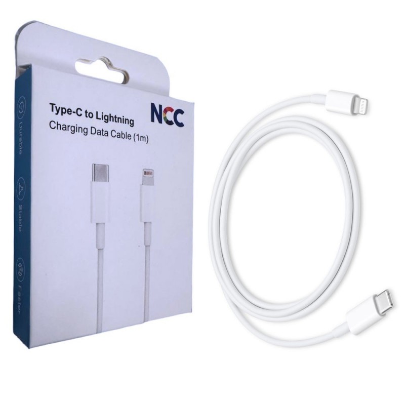 NCC 27W USB-C to Lightning Charging Cable in Ultra-Sturdy PVC D117CL | 1 Meter White