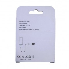 NCC Cavo di Ricarica da USB-C a Lightning 27W in PVC Ultra Resistente D117CL | 1 Metro Bianco