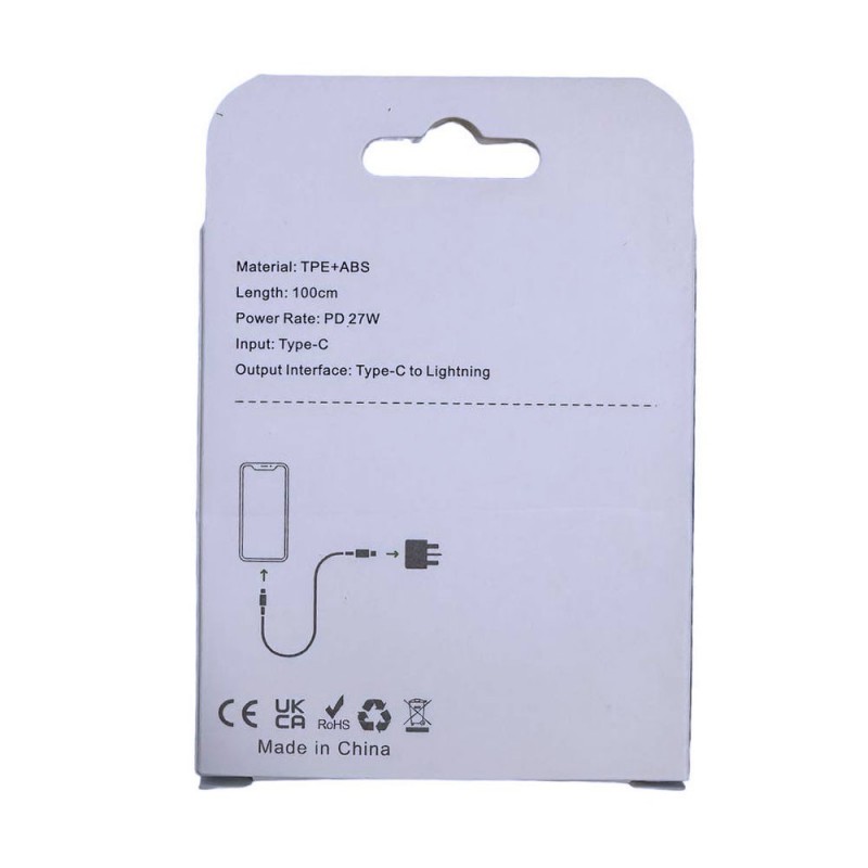 NCC 27W USB-C to Lightning Charging Cable in Ultra-Sturdy PVC D117CL | 1 Meter White