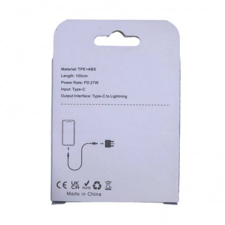 NCC 27W USB-C to Lightning Charging Cable in Ultra-Sturdy PVC D117CL | 1 Meter White