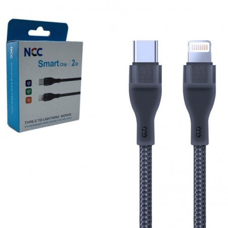 Scopri NCC Cavo di Ricarica da USB-C a Lightning 27W Woven in Tessuto | 2 Metri Nero in dettaglio