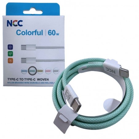 Foto di NCC Cavo di Ricarica da USB-C a USB-C 60W Colorful D118CC | 1 Metro Verde - NCC