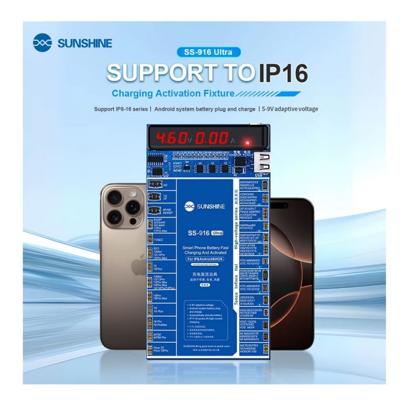 SUNSHINE SS-916 Ultra | Attivatore di Batteria Tester Ricarica per Android e Apple