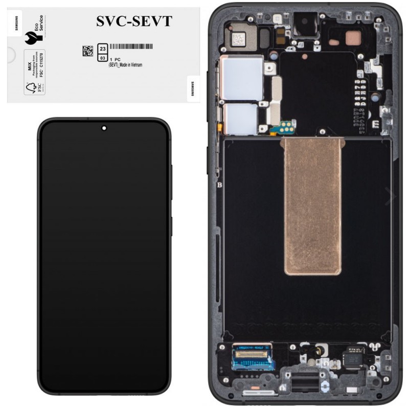 Samsung SERVICE PACK Display LCD ORIGINALE + Frame Per Galaxy S23 Plus 5G S916 | Graphite / Gray