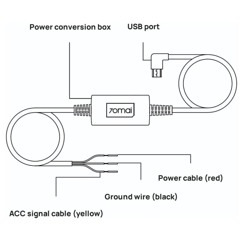 70mai Hardwire Kit UP02 Monitoraggio Continuo Per DashCam da Cruscotto Micro USB 3m Nero