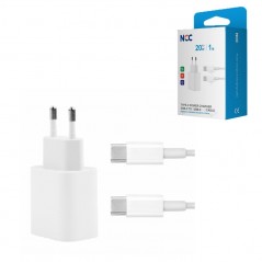 Compra NCC CaricaBatterie Da Rete 20W USB-C + Cavo da USB-C a USB-C Fast Charger C124 | Bianco online