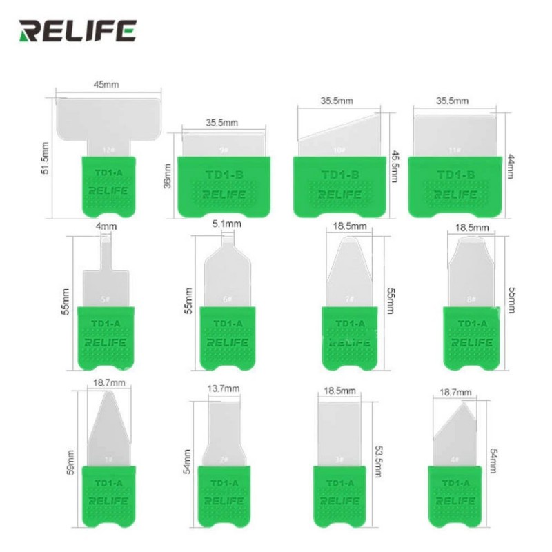 RELIFE TD1-PRO Blades for opening SMARTPHONES Back Cover - LCD - Batteries | SET 12pcs