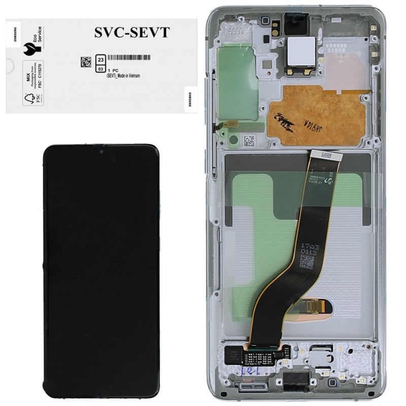 Samsung SERVICE PACK Display LCD ORIGINALE + Frame Per Galaxy S20+ PLUS G985/G986 No Cam | White