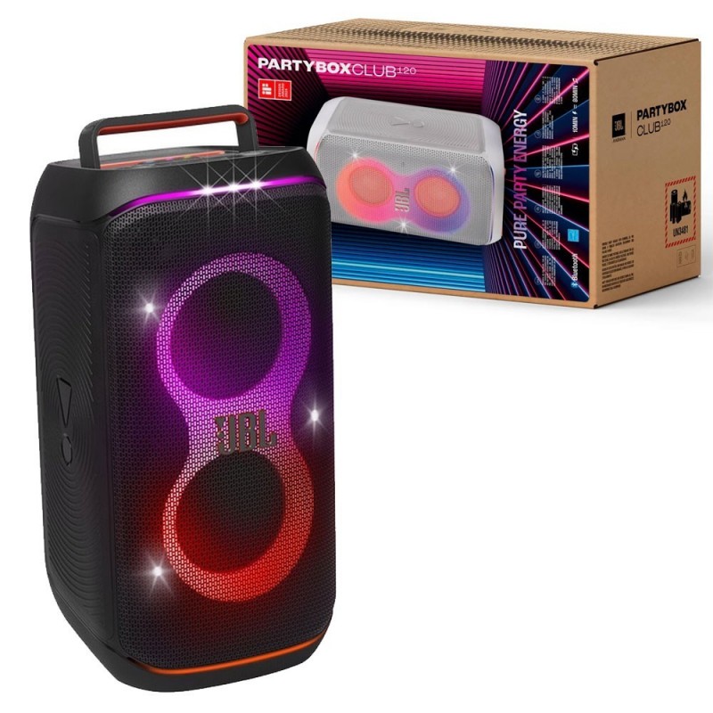 JBL PARTYBOX CLUB 120 Portable Bluetooth Speaker with Light Effects, IPX4 Waterproof, Black